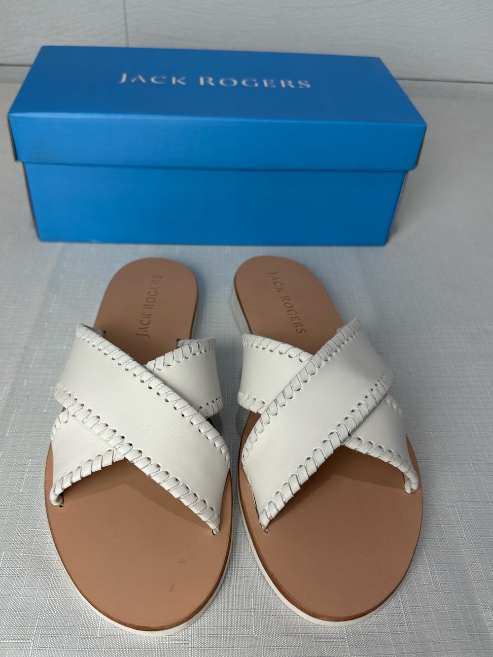 Jack Rogers White Sloane X Band Sandals 9.5